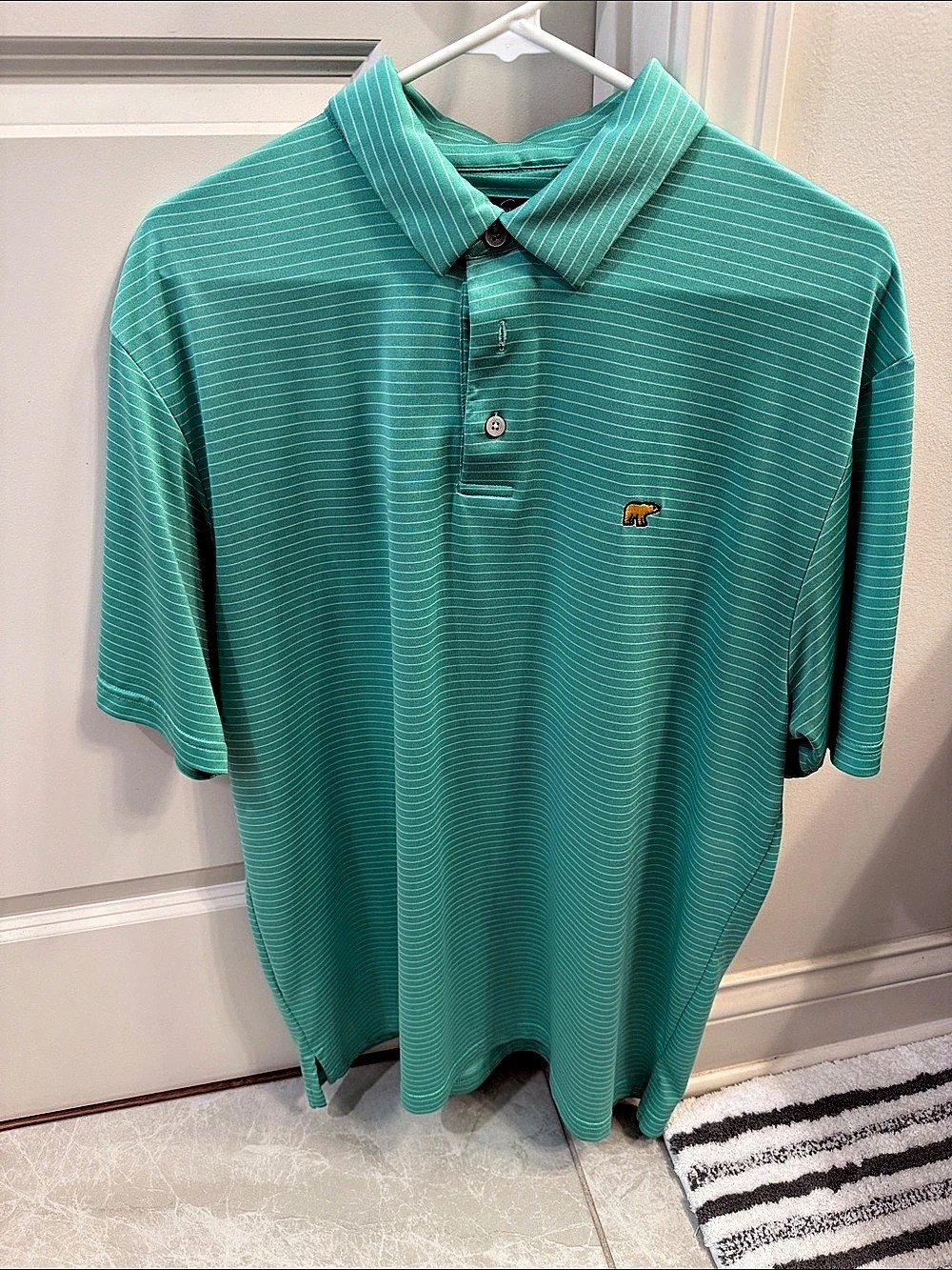 Jack Nicklaus Green Striped Performance Golf Polo Green & Yellow Large